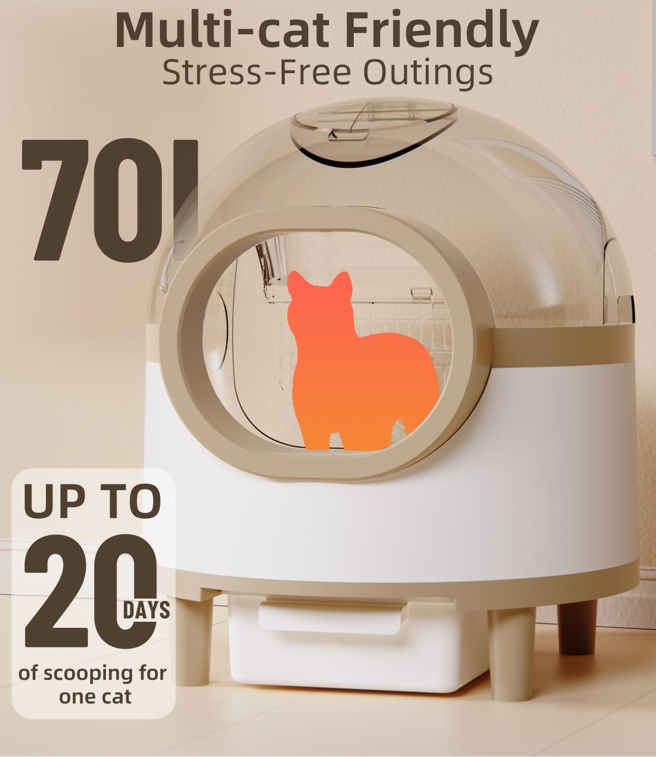 KIKGUZE PET-021-BROWN Self Cleaning Cat Litter Box